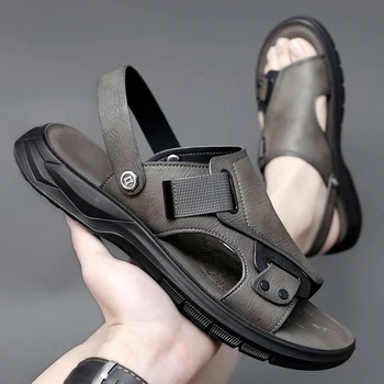 Nové Topánky pre Mužov Letné Módne Originálne Kožené Sandále Dvojaký Účel Bežné Papuče Pohodlné Mäkké Jediným Pláže Topánky