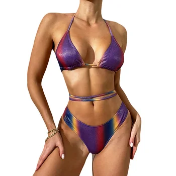 Dámske Ležérne Športové Sexy Späť S Postupne Mení Farby Odolné Čipky Plavky vysokokvalitné Bikini sedacia súprava
