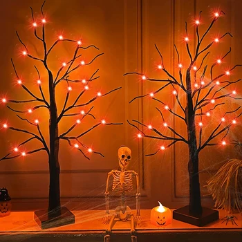 Halloween Novinka LED Breza Strom Light LED Lampa DIY Krajiny Strom Noci, Lampa Na Zavesenie Ozdoby, Dekorácie Deti Darček