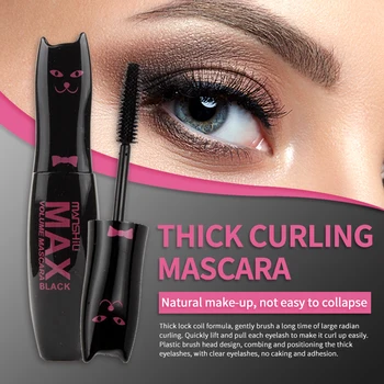 Ibcccndc make-up MAX objem curling Mascara waterproof hrubé lash prípony prírodné make-up očí Čierna mačka kitty roztomilý