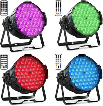 BETOPPER LED Par Svetla, 54 x 3W RGB Fáze Par Svetla DJ Svetlo, DMX Svetlo-4 ks