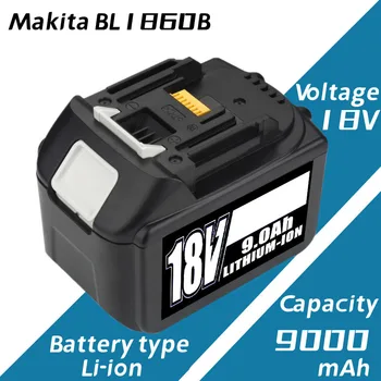 18650 Batérie Nabíjateľná Lítium-iónová BL1860B 18V 9000mAh, pre Makita BL1860B BL1880 BL1830 BL1850 BL1860B Aleaivy Nové