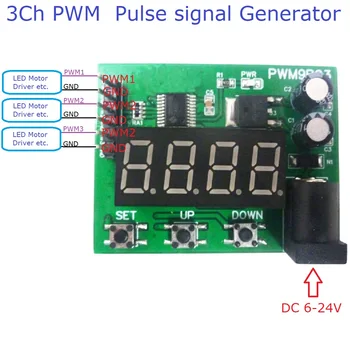 DC 12V 24V 3CH PWM Funkciu Generátora Signálu 20Hz-1MHZ requency zapnutia Square Wave Pulse Nastaviteľné Modul