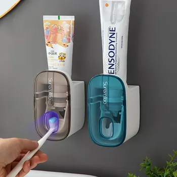 1 KS Automatické zubná pasta Dávkovač kúpeľňové Doplnky Wall Mount Lenivý zubná pasta Squeezer Kefka Držiteľ