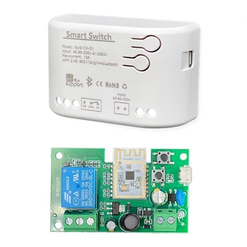 1 KS Smart Wifi Motorových Switch Modul Wifi+Bluetooth 1CH Diaľkové Ovládanie Relé Ewelink Pre Alexa Domovská stránka Google Plastové AC 85-250V