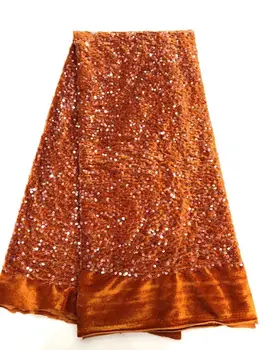 2023 best-selling 3D Orange velvet sequin čipky textílie Afriky čipky tkaniny Vysokej kvality Nigérijský francúzsky tylu oka svadobné šaty