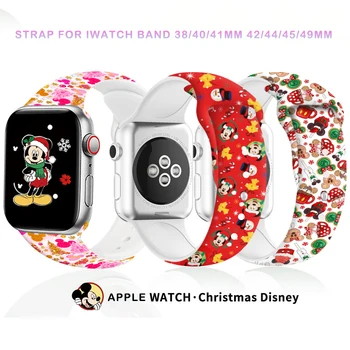 Disney Mickey Vianočné Popruh pre iWatch Kapela 38/40/41mm 42/44/45/49 mm iWatch S8 Náramok Silikón Smartwatch Príslušenstvo