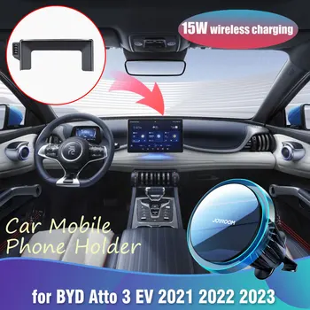 15W Auto, Mobilný Telefón Držiak pre BYD Atto 3 EV 2021 2022 2023 Klip Magnetické Bezdrôtový Rýchle Nabíjanie Pomocou Svetlá Príslušenstvo pre iPhone