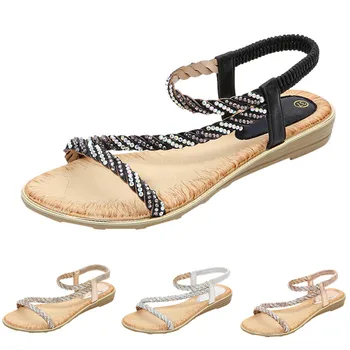 Móda 2023 Lete Ženy Sandále Farebné Vŕtať Plážové Sandále Kolo Prst Ploché Topánky Jednoducho Bežné Veľké Veľkosti Pohodlné Sandále
