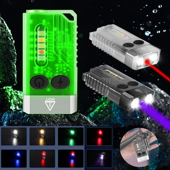 V3/V10 MINI LED Baterka Fluorescencie Keychain Ľahké Prenosné Super Svetlé Horák, TYP-C, USB Nabíjanie Núdzové Pracovné Svetlo
