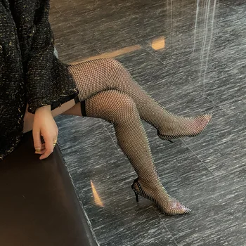 sexy letné duté sa z.z čižmy nad kolená vysokým podpätkom, topánky pre ženy
