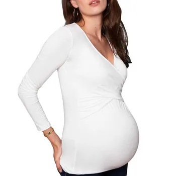 Materské Oblečenie pre Tehotné Ženy tvaru Kríža Dlhý Rukáv Dojčenie Oblečenie Tehotenstva Tričko, Pohodlné a priateľská