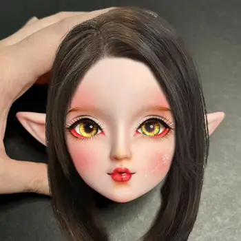 Nové 1/3 Bábika Hlavu S make-up Elf Bábika Hlava Pre make-up Dievča Bábiku Hlavu S 3D Farebnými Očami