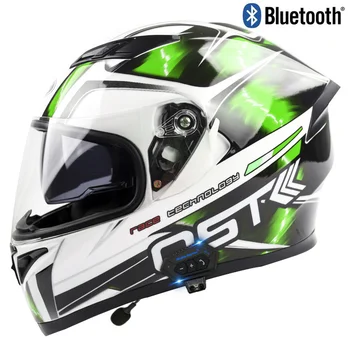 Motocykel Bluetooth Prilba s Dlhou výdržou Batérie, Anti Fog a Nepremokavé Duálny Objektív Pohode Športová Prilba pre Mužov a Ženy