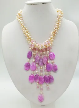 Najnovšie dizajn, móda klasika! Prírodné Barokový perlový náhrdelník. Svadobné svadobné náhrdelník šperky 18