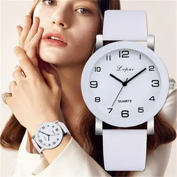 Žena, Sledovať Módne Jednoduché Biele Quartz náramkové hodinky Športový Kožený pás Bežné Dámske Hodinky Ženy Reloj Mujer Náramkové Hodinky