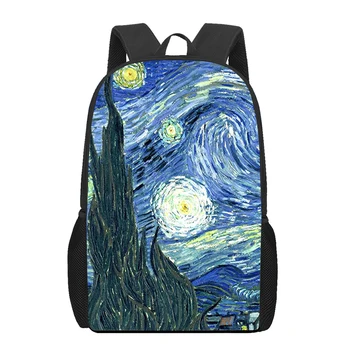 Van Gogh Art Maľovanie Hviezdne Nebo Školský Batoh pre Chlapcov, Dievčatá Dospievajúcich Študentov Knihy Taška na Bežné Školské Tašky 16-Palcové Ženy Muži