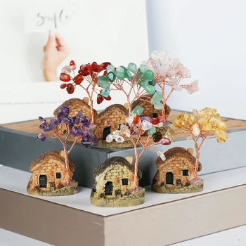 1 Ks Miniatúrne Crystal Tree House Ornament Čínsky Štýl Vintage Budovy Model Micro Krajiny Ploche Dekorácie Domova