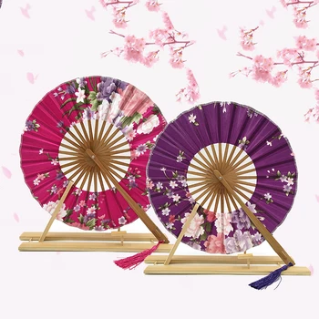 Veterný Mlyn Bambusu Skladacie Ventilátor Japonská Sakura Kvet, Vrecko Na Skladací Strane Ventilátor Okrúhle Kruhu Party Dekor Darček