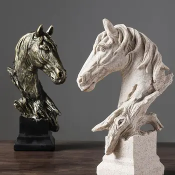 Nordic Kôň Poprsie Priemyselné Štýl Miniatúrne Živice Umenia, Plastiky, Figúrky Dekoratívne Ozdoby na Obývacia Izba Domov Stôl Dekor