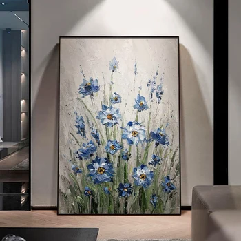 Ručne Maľované Abstraktné Nôž Modrý Kvet Maľovanie Na Plátno Ručne Domov Nástenné Maľby Moderné Nástenné Art Jednoduché Dekorácie, Nástenné Maľby