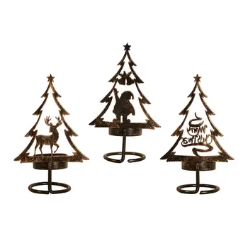 Vianočné Sviečky Svietidla Železa Vianočný Strom Ornament Domova svietnik pre Vnútorné Vonkajšie Stolovanie Strany