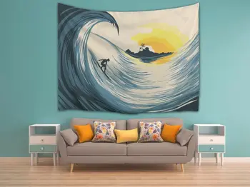 Tropický Ostrov Slnka Veľké morské Vlny Surfistov na Surf Anime Gobelín Nástenné Závesy Umenie Dekoroch pre Spálne Dekorácie nástenná maľba