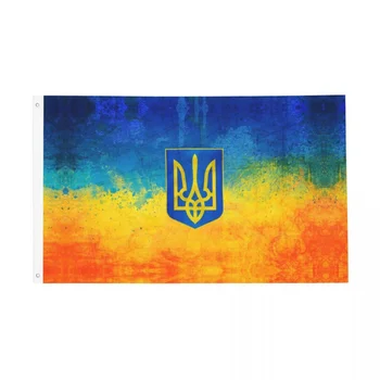 Ukrajinskej Tryzub Vlajky Dvojité Obojstranný Krytý Vonkajšie Banner Ukrajina Vlajky Všetky Počasie Visí Dekorácie 90x150cm
