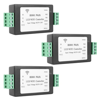 3X H801 RGBW LED WIFI Radič LED RGB Controller DC5-24V Príkon Pre 5050 2835 3528 SMD LED Pás Svetla Pásky Pásky
