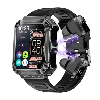 2-v-1 Náhlavnej súpravy Bluetooth Smart Hodinky Bluetooth hovor,4GB,Miestne Hudbu,Nahrávky,Tepová frekvencia, krvný tlak monitor smartwatch Mužov