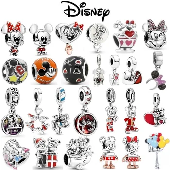 Disney Mickey Minnie Série 100% 925 Sterling SILVER Kúzlo Korálky Visieť Kúzlo fit Pôvodné Pandora Náramok striebro 925 šperky