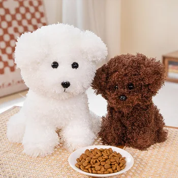 Kawaii Realisticky Teddy Pes, Pudel Plyšové Hračky Suffed Zvierat Realistické Pet Doll Izba Dekor Deti Vianočný Darček K Narodeninám