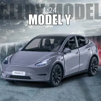 Nový 1:24 Tesla Model Y Model 3 Nabíjanie Hromadu Zliatiny Auto Die Cast Toy Model Auta, Zvuk a Svetlo Detí Zberateľstvo Darček