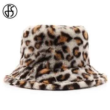 FS Ročník Leopard Tlač Vedierko Hat Pre Mužov Teplé Oblečenie pre Ženy, Zimné Čiapky Streetwear Hip Hop Čiapky Vetru Rybár Spp Bob