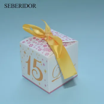 10PCS Ružová Mis Dule AÑOS Mini Square Candy Box Pre Španielsko Dievča 15. Výročia, Narodeniny, Party Prospech Darček Decor