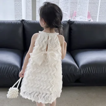 Dievčenské letné šaty v detských biela gázy šaty 2023 tkanie detské šaty deti princezná šaty
