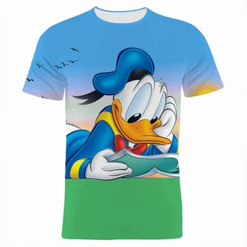 T-shirt Chlapec Dievča Baby Disney Donald Duck 3D Vytlačené detské Oblečenie Letné Módy Cartoon Tričko Crewneck Krátke Rukáv Top