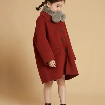 Dievčatá Vlnené Kabát, Bundu Bavlna Outwear 2023 Teplé Držať Zahustiť Velvet Zimné Dýchať Vianoce Deti je Zmesou Oblečenie S75