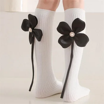 Deti Dievča Kolená vysoké Ponožky, Sladké Elegantná Kvetina Elastické Ľahké Ponožky pre Každodenné Strany