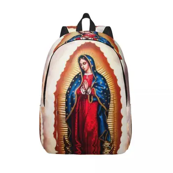 Guadalupe Panny Márie Plátno Batohy pre Dievčatá Chlapci Virgen De Guadalupe Christian College School Cestovné Tašky Mužov Bookbag