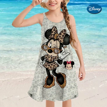 Disney Minnie Mouse Karikatúra Tlače Dieťa Dievča, detské Šaty Cute Narodeninovej Party Princess Vianoce Popruh Plážové Šaty