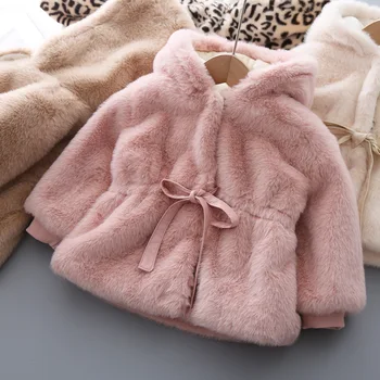 Dievčatá Pribrala Kožušinový Kabát Zimný Jeseň Bavlna Hoody Dieťa Módne Vlny Sveter Topy Cardigan Oblečenie pre Batoľa Bunda, Kabát