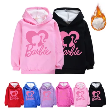 Kawaii Barbie Deti Hoodies Anime, Komiksu, Deti, Chlapci Dievčatá Teplé Zahustiť S Kapucňou Sveter Jeseň Zimné Detské Mikiny Pulóver