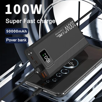 100W Power Bank 50000mAh 4 USB Super Rýchle Nabíjanie Prenosných Powerbank pre Huawei iPhone 14 Xiao Externá Nabíjačka Batérií Nové