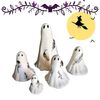 Biely Duch Figúrka Roztomilý Miniatúrne Biele Sochy Svätého Multifunkčné Halloween Strašidelné Ploche Ozdoby Strašidelný Dom