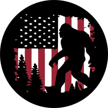 Bigfoot alebo Sasquatch Americkej Vlajky Náhradné Pneumatiky Kryt pre akékoľvek Vozidlo, značka, Model a Veľkosť - Jeep, RV, Cestovné prípojného vozidla,