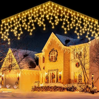 EÚ 220V LED Cencúľ Opony String Svetlo Časti 0.6-0.8 m Dekorácie pre Domov Vonkajšie Vianočné Girlandy Zimnej Ulici Převisové Dekor