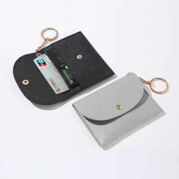 Jednoduché Módy PU Kožené Mince Kabelku Ženy Pracky Ultra-tenký Mini Zmena Peňaženky Keychain Peňaženky Karty Držiteľa Puzdro na Malé Peňaženky