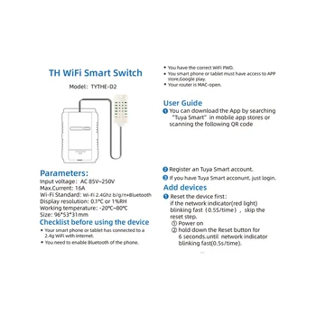 WiFi TH-16 Spínač Tuya Bezdrôtové Ovládanie s Spotrebu Energie, Monitorovanie Teploty a Vlhkosti Termostat pre Alexa