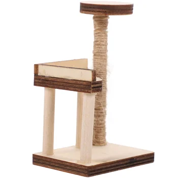 Dom Ploche Ozdoba Mini Cat Strom Decor Dekoráciu Dreva Model Drevený Nábytok Zdobia Miniatúrne Rozloženie Prop